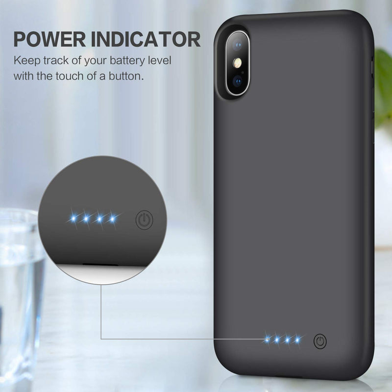 [Australia - AusPower] - VOOE Battery Case for iPhone Xs MAX, 7800mAh Portable Battery Pack Ultra Rechargeable Smart Case Protective Battery Charging Case for iPhone Xs MAX External Battery Backup Cover(6.5 inch) - Black 