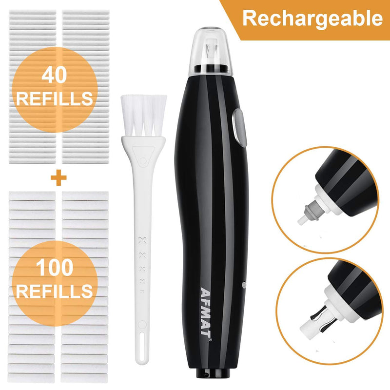 [Australia - AusPower] - Electric Eraser for Artists, AFMAT Electric Eraser Kit,140 Eraser Refills, Rechargeable Electric Erasers for Drafting, Electric Pencil Eraser, Battery Operated Eraser for Drawing Pencils, Crafts, Arts Black 1 Pack 