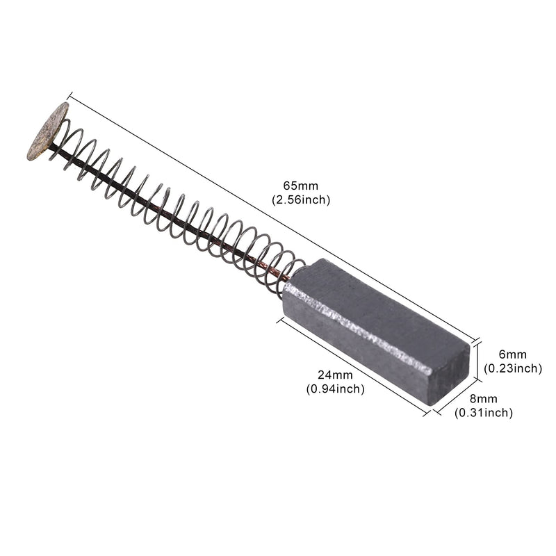 [Australia - AusPower] - TOPPROS 10 Pcs Carbon Brushes with wire leads and brush springs attached 24mm x 8mm x 6 mm for Generic Electric Motor 