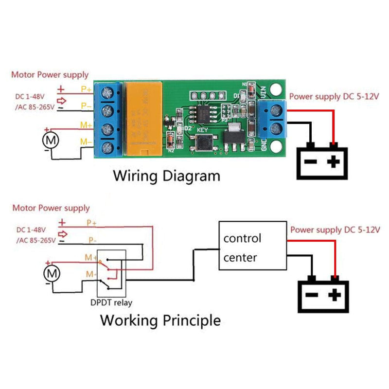 [Australia - AusPower] - DC Motor Reverse Polarity Module 5/6/9/12V Time Adjustable DPDT Delay Relay 2A Drive Current 