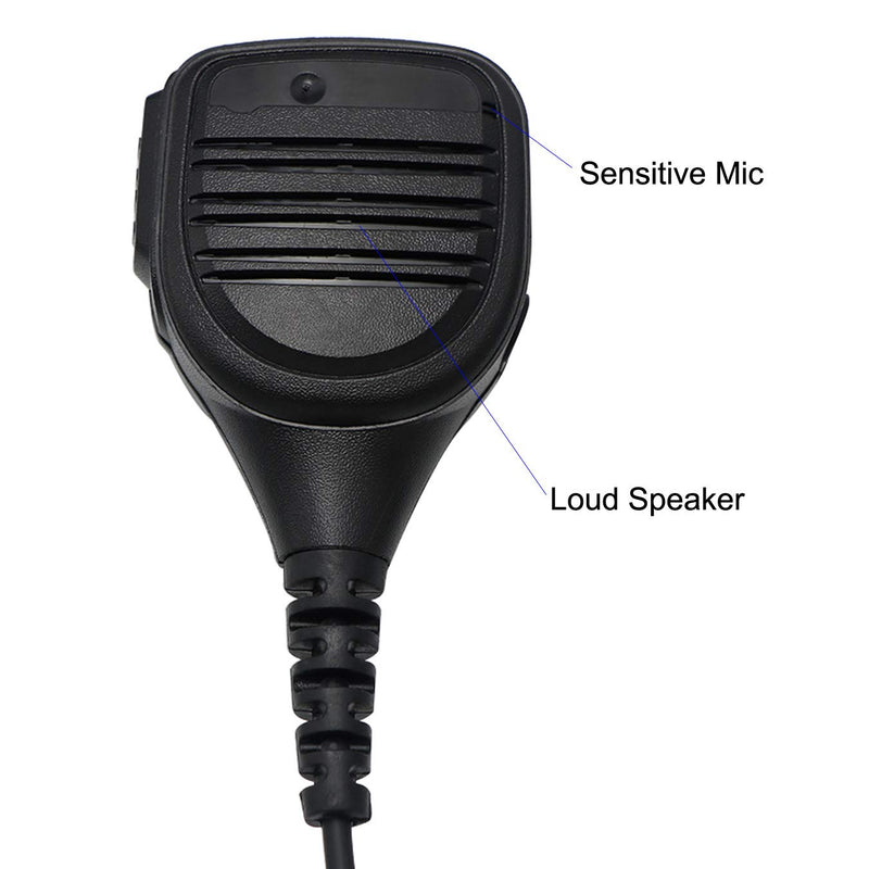 [Australia - AusPower] - 2 Pin Shoulder Mic Speaker 2 Way Radio Microphone, Walkie Talkie Handheld Speaker with PPT Mic with External 3.5mm Earpiece Jack, Compatible with 2.5mm/3.5mm 2-Pin Kenwood Baofeng Two-Way Radios 