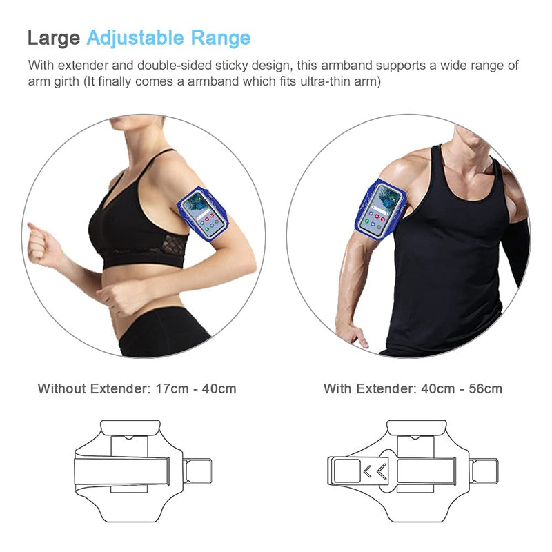 [Australia - AusPower] - JEMACHE Running Armband for Samsung Galaxy S22 Ultra, S21 FE, S20 FE, S22 Plus, S21 Plus, Note 20 Ultra 10 9, Gym Workouts Arm Band with Earbuds Holder (Navy Blue) 6.9" Navy Blue 