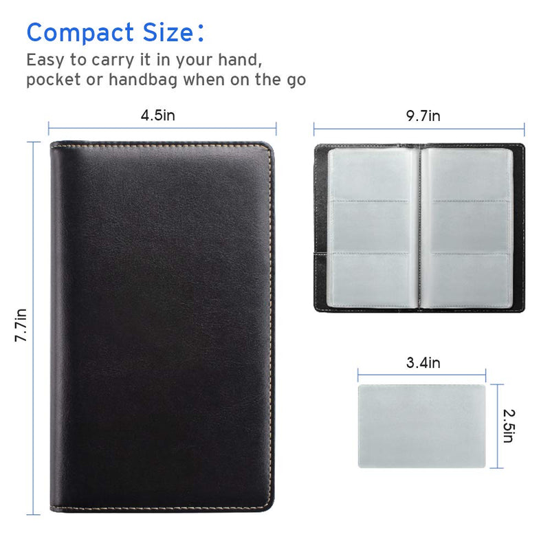 [Australia - AusPower] - Sooez Leather Business Card Book Holder, Professional Business Cards Book Organizer PU Name Card Credit Cards Book Holder Booklet (Black) Black 