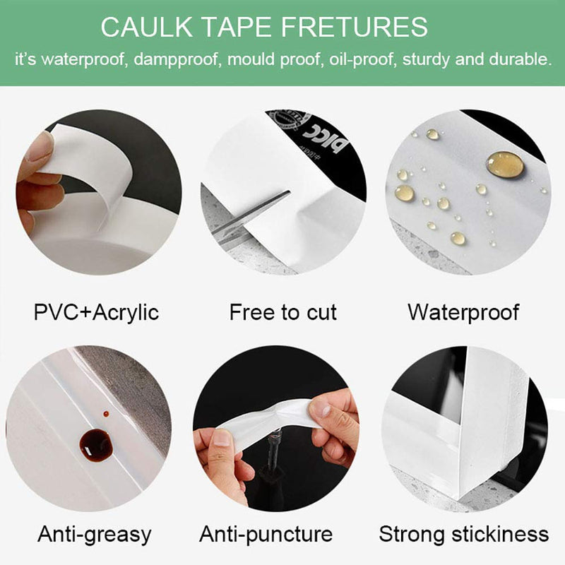 [Australia - AusPower] - Caulk Tape White 2 Inch x 33Feet, Waterproof PMMA Caulking Strip Self Adhesive for Kitchen Sink Bathtub Bathroom Shower Toilet 49/25 Inch Width x 33 Feet Length 