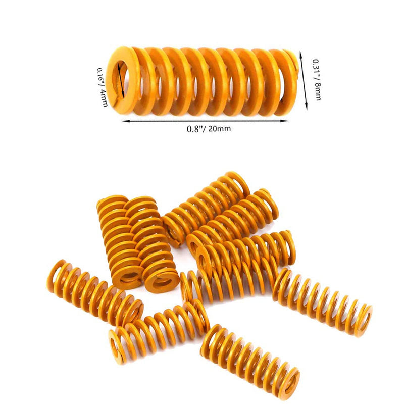 [Australia - AusPower] - 8mm OD 20mm Long Light Load Compression Mould Die Spring Yellow Compression Mould Die Spring for The Ender 3s Bed 20pcs 