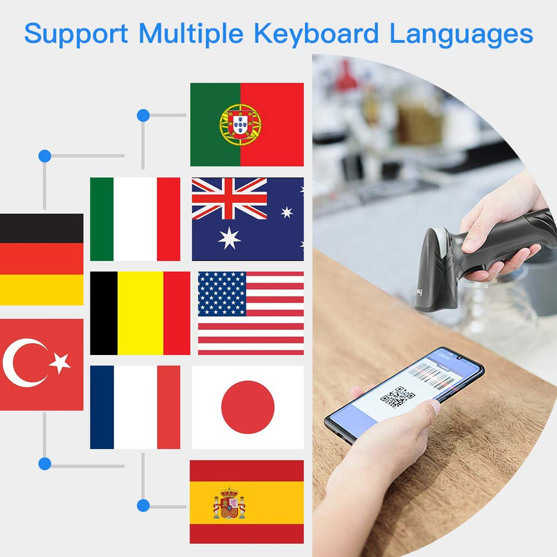 [Australia - AusPower] - Eyoyo USB QR 2D Barcode Scanner, Handheld Wired Bar Code Reader PDF417 Data Matrix for Mobile Payment, Pos System, Supermarket Inventory Management, Plug and Play, Extra Long USB Cable 