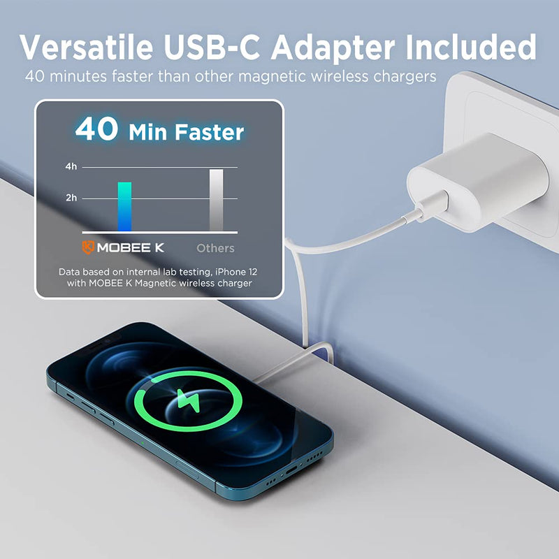 [Australia - AusPower] - Mobee.K MagSafe Charger, Magnetic Wireless Charger Pad Compatible with iPhone 13 Mini, 13, 13 Pro, 13 Pro Max, iPhone 12 Mini, 12, 12 Pro, 12 Pro Max, AirPods Pro (PD Adapter Included) 