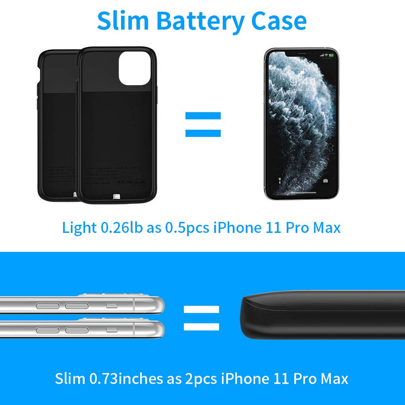 [Australia - AusPower] - Newdery Battery Case for iPhone 11 Pro Max, Support Qi Wireless Charging, 5000mAh Extra Charging Accessories with Full Body Defender Edge, Ultra-Thin Compatible 6.5" iPhone 11 Pro Max - Black 