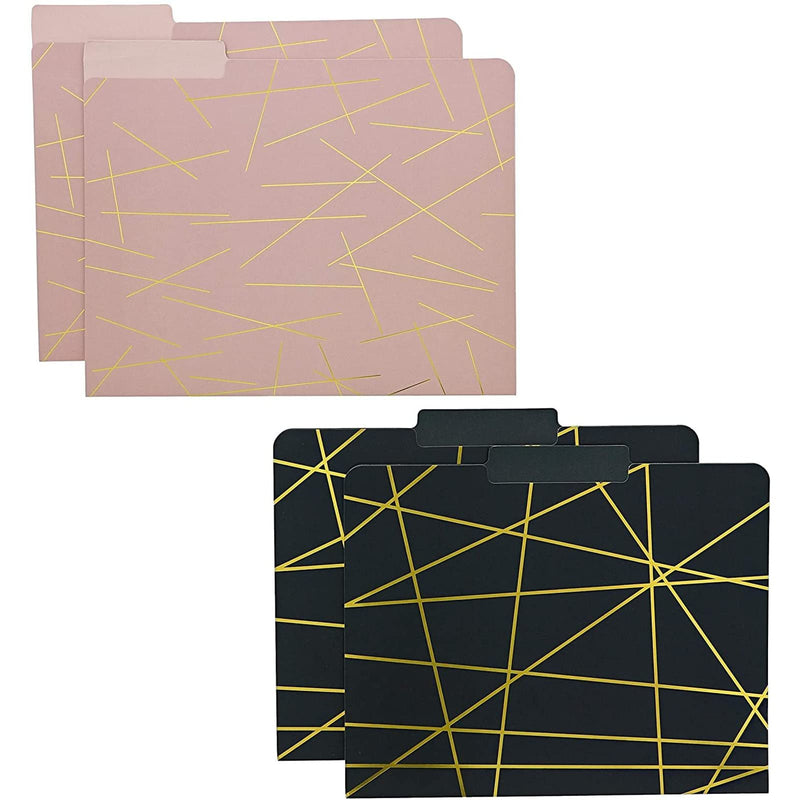[Australia - AusPower] - Decorative File Folders with Gold Foil Geometrical Accents, 1/3 Cut Tab (11.5 x 9.5 In, 12 Pack) 