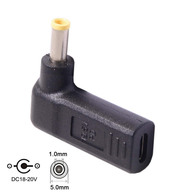 [Australia - AusPower] - CY USB 3.1 Type C USB-C to DC 5.0x1.0mm Adapter Emulator Trigger 90 Degree Angled Yellow Connector 