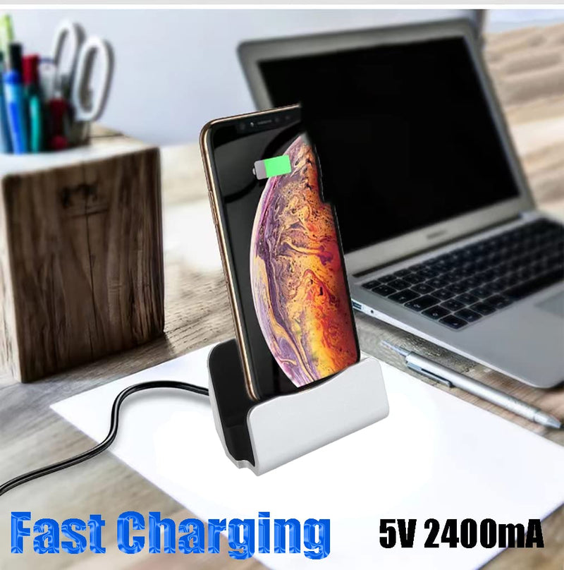 [Australia - AusPower] - iPhone Charging Dock Station, Bebetter 8-pin Charging Dock Compatible with Apple iPhone 8, iPhone X, iPhone 7/7 Plus 6 6S Plus 5 5S Retail Packaging (Silver) 