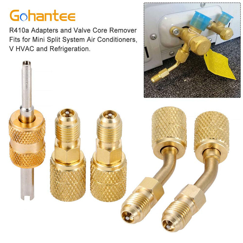 [Australia - AusPower] - R410a Adapter for Mini Split System, Charging Vacuum Port Adapter, 5/16 Female 1/4 Male Flare, Valve Core Remover, r134a Hose Gaskets, 5V1 Valve Cores, for HVAC and Refrigeration Service 