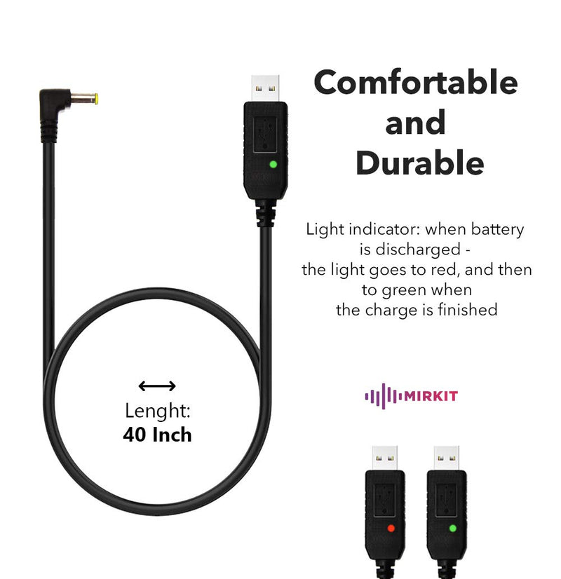 [Australia - AusPower] - Mirkit 2.5mm USB Charger Cable with Light Indicator for Baofeng Battery UV-5R and UV-82 3800mAh BL-5L and BL-8 High Capacity Batteries for Two Way Radios 