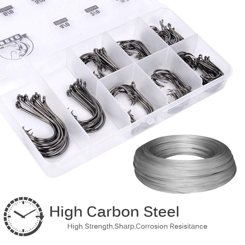 [Australia - AusPower] - UCEC 150pcs/box Circle Hooks 2X Strong Customized Offset Sport Circle Hooks Black High Carbon Steel Octopus Fishing Hooks - Size:#1 1/0 2/0 3/0 4/0 5/0 6/0 8/0 