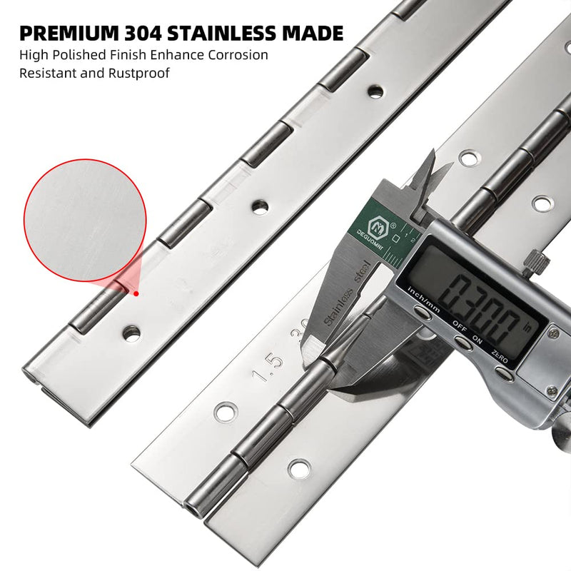 [Australia - AusPower] - FVSEC Marine Grade 304 Stainless Steel Piano Hinge, 16.5"X2" Continuous Boat Hinge, 0.06'' Thickness Heavy Duty Polished Finish Long Hinge with Screw for Cabinet, Cabin Door, Stocker Box(1 Pack) 1 