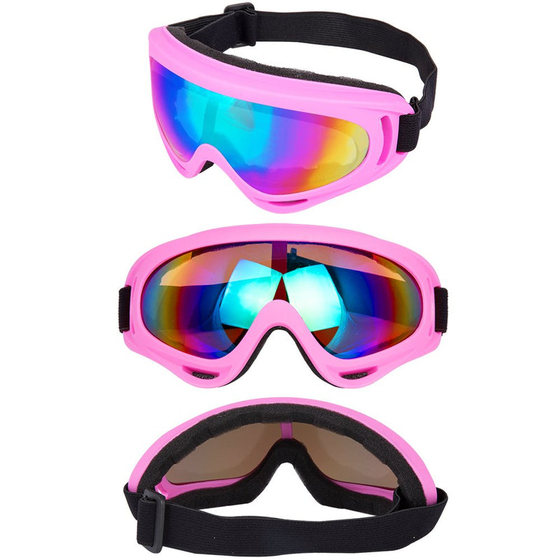 [Australia - AusPower] - LJDJ Ski Goggles, Pack of 4 - Snowboard Motorcycle Goggles Tactical Combat Military Glasses Black+white+pink+blue Frame/Colorful Lens 