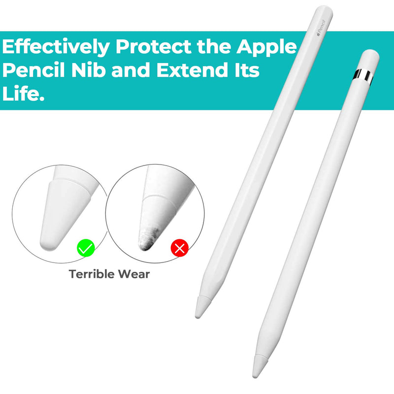 [Australia - AusPower] - pzoz Protector Case Compatible with Apple Pencil Tips for 1st & 2nd Generation, Silicone Nibs Cover for iPad Pencil Tips and Replacement Writing Protection (6 Pcs) (White) White 