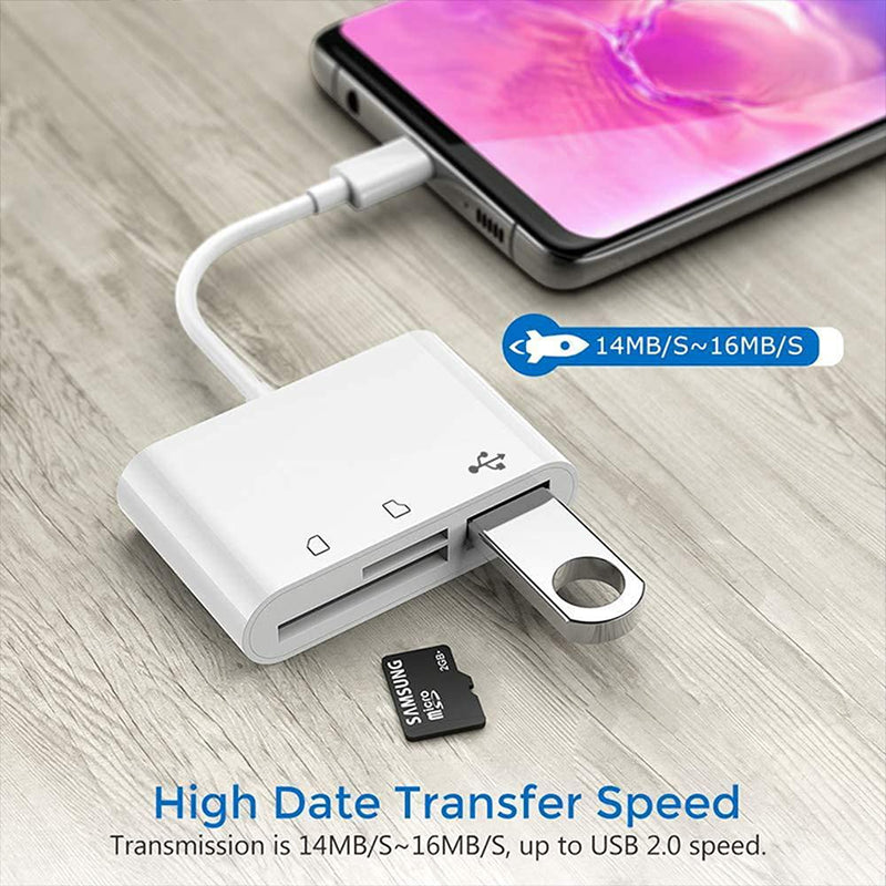 [Australia - AusPower] - 3 in 1 Type C to SD Card Reader Adapter Micro SD Card Reader USB C to SD Card Reader USB Camera Connection Kit USB C to USB OTG Compatible with USB-C Devices 