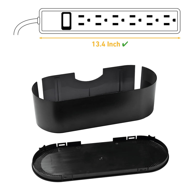 [Australia - AusPower] - D-Line Cable Management Box, Cord Organizer Box to Hide & Conceal Power Strips, Desk Cable Management Solution, Made from Electrically Safe ABS Material - 16.5" (L) x 6.5" (W) 5.25" (H) - Black Large 