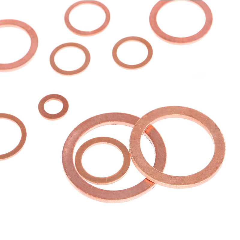 [Australia - AusPower] - Glarks 165Pcs Metric Flat Ring Copper Sealing Washers Assortment Set - 8 Sizes of M6 M8 M10 M12 M14 M16 M18 M20 