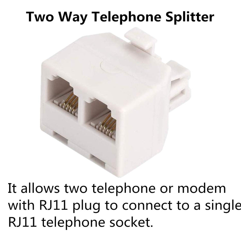 [Australia - AusPower] - Telephone Splitters,RJ11 6P4C Duplex Wall Jack Adapter Dual Phone Line Splitter Wall Jack Plug 1 to 2 Modular Converter Adapter for Office Home ADSL DSL Fax Model Cordless Phone (Two Way-3 Pack-D) Two Way-3 Pack-D 