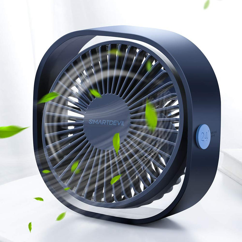 [Australia - AusPower] - SmartDevil Small Personal USB Desk Fan,3 Speeds Portable Desktop Table Cooling Fan Powered by USB,Strong Wind,Quiet Operation,for Home Office Car Outdoor Travel (Navy Blue) Navy Blue 