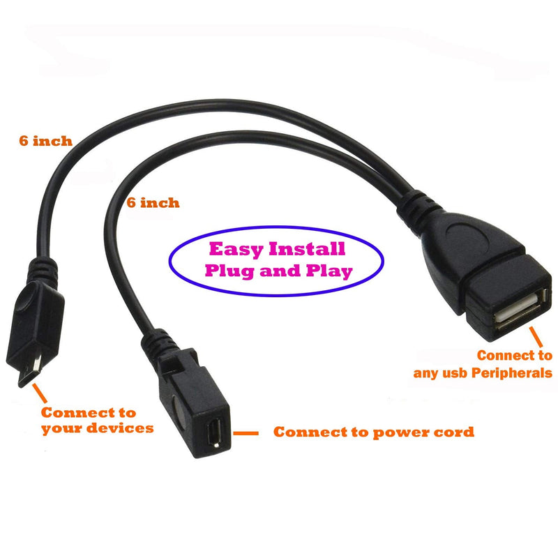 [Australia - AusPower] - AuviPal 2-in-1 Micro USB to USB Adapter (OTG Cable + Power Cable) for Fire Stick, Playstation Classic and More - 2 Pack 1 USB Port 