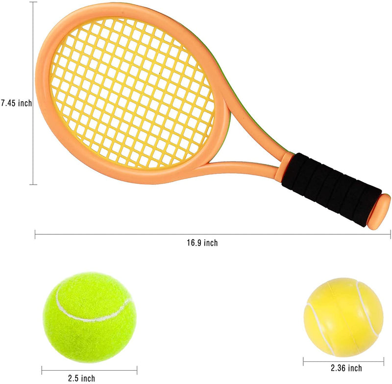 [Australia - AusPower] - Nileatry Kid Tennis Racket with Bag,Plastic Racquet Include 2 Foam Ball,2 Tennis Ball,4 Badminton for Children,Toddler Outdoor/Indoor Sport Play Orange&Green 