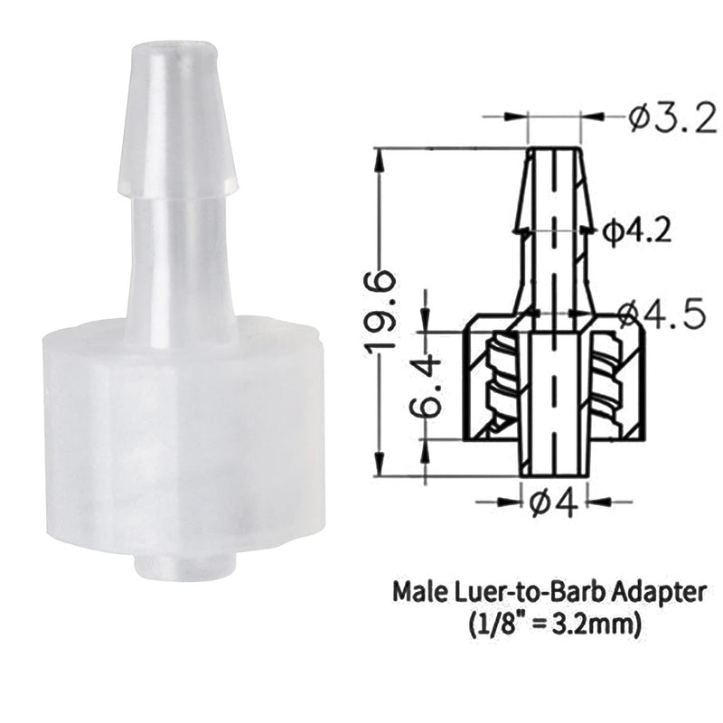[Australia - AusPower] - MEETOOT 10pcs Luer-to-Barb Adapter Male Luer with Lock Ring 1/8" Hose Barb Screw Quick Connector Plug 3.2mm for Laboratory Biochemical/Analytical Instruments and Food Machinery 