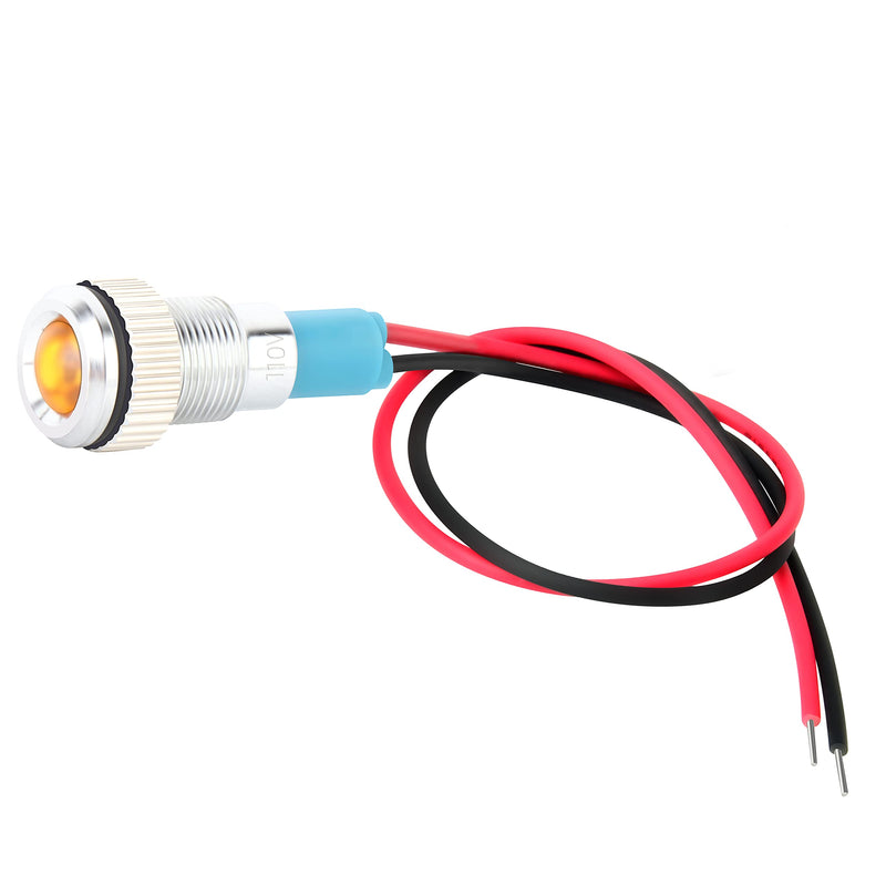 [Australia - AusPower] - GASHER 12V/24V/110V 20mA Energy Saving Indicator Light Mounting Hole Size 8mm(5/16inch) Green Yellow Red Blue White 5 PCS 8MM（12V） 