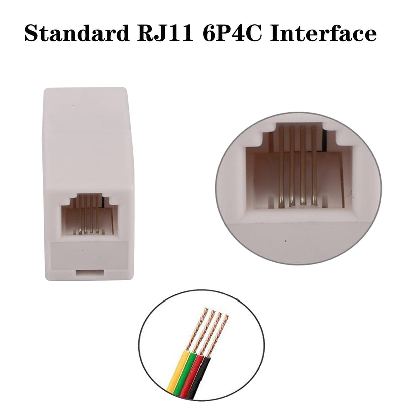 [Australia - AusPower] - Ubramac RJ11 Coupler, Straight Telephone Inline Coupler RJ11 6P4C Inline Keystone Jack Female to Female Straight Telephone Cable Cord Extension Adapter (White -10 Pack) White -10 Pack 