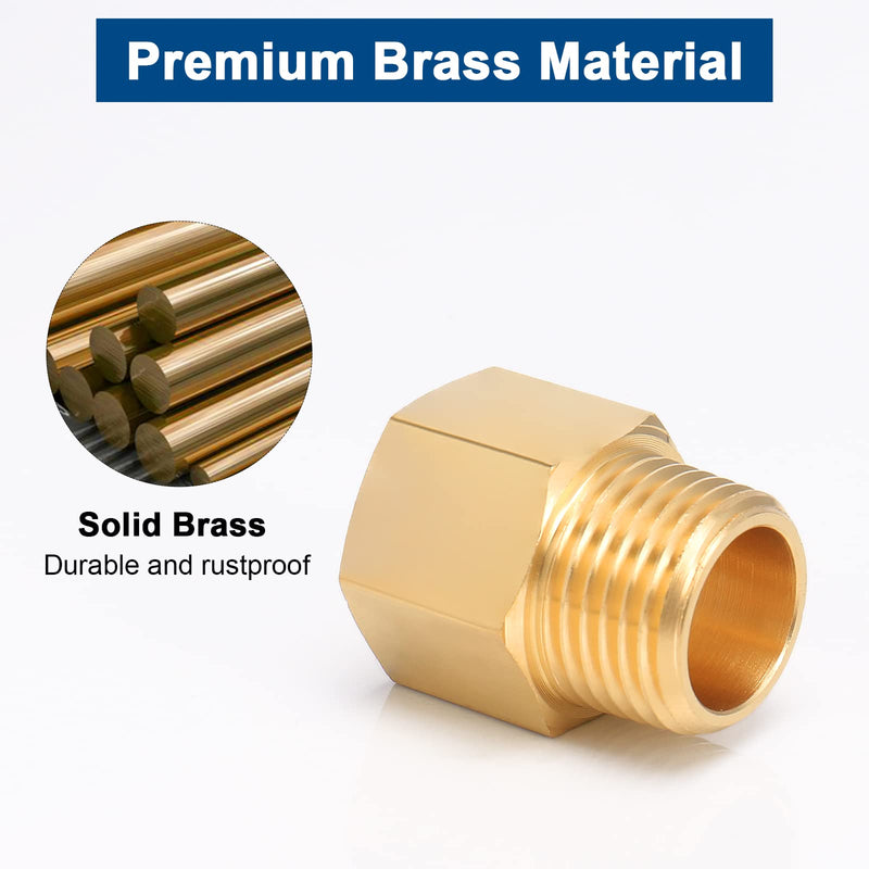 [Australia - AusPower] - BathAce Brass Pipe Fitting, Heavy Duty Metal Thread Solid Brass Reducer Adapter Pipe Reducing Connector, 2 Pack (1/2 Male Pipe x 1/2 Female Pipe) 1/2 Male Pipe x 1/2 Female Pipe 
