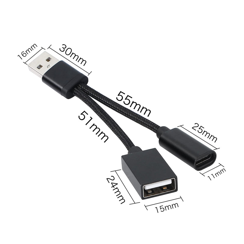 [Australia - AusPower] - RIIEYOCA USB Splitter Y Cable with USB C Female and USB A Female, 2 Port USB 2.0 Multiple Hub Data Sync and Charging Power Cable 11cm 
