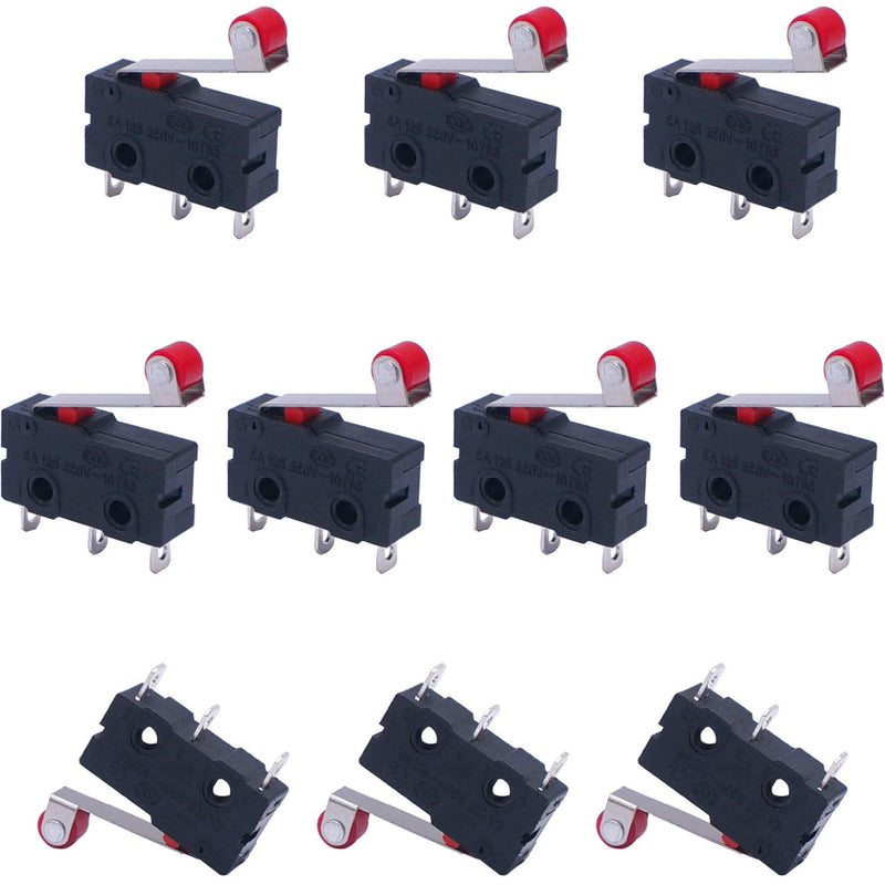 [Australia - AusPower] - Taiss 10pcs Momentary Micro Limit Switch with Roller Lever Arm SPDT Micro Switch AC 250V 5A 1NO 1NC 3 Pins Mini Switches SS-5GL2 