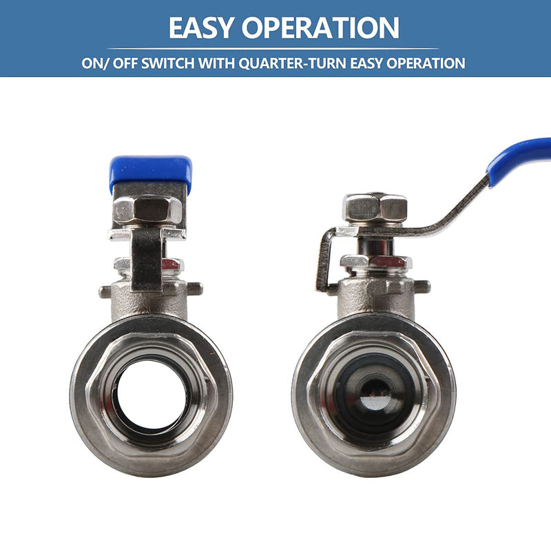 [Australia - AusPower] - YanTone 1/2 Inch Full Port Ball Valve, 304 Stainless Steel Shut Off Valve for Water Oil and Gas, 1000 PSI (WOG) - 1/2" NPT, 1 Piece 