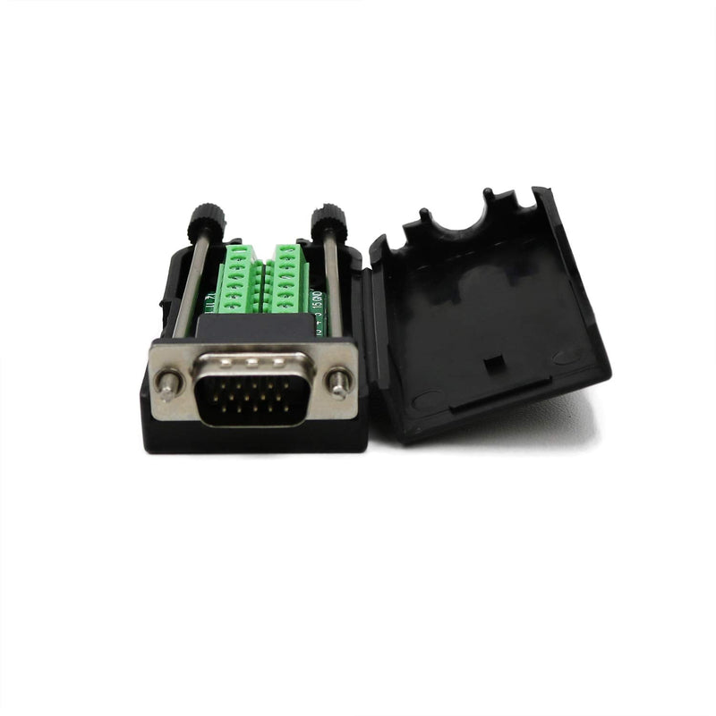 [Australia - AusPower] - Twinkle Bay D-SUB DB15 Male 15Pin Jack Port to Terminal Breakout Board Connector 3Row Plug, DR15 VGA Male with Case 
