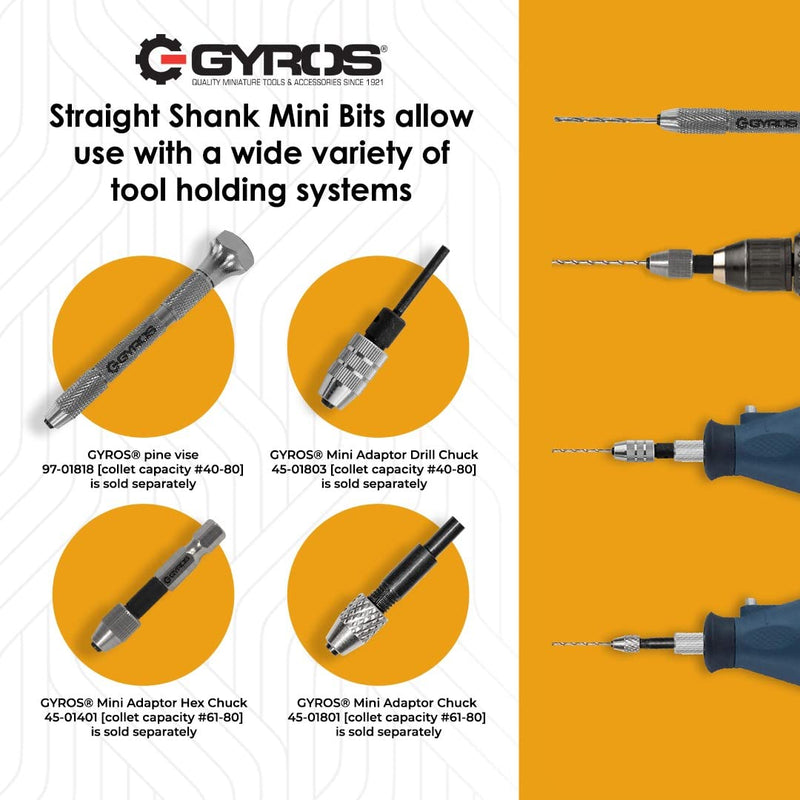 [Australia - AusPower] - Gyros Micro Drill Bit Set of 12#60 Drill BitsSmall Drill Bits for Jewelry, Plastic and Soft MetalMini Twist Drill Bit Set for Pin Vise Hand Drill, Rotary Tool - Carbon Steel Wire Gauge Drill Bits #60 (.0400/1.016MM) 