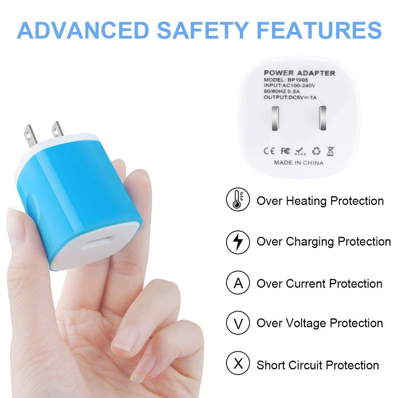 [Australia - AusPower] - Single Port Wall Charger with USB Cord for Android Phone Compatible for Samsung Galaxy S7/S6 Edge /A10/J7 Prime / J7 v /J7 Sky Pro, Moto E6/E5 Plus/E5 Play/G5S Plus/E4/X/G, LG K10/K20/K30/V10/G3/G2/Q6 Blue 
