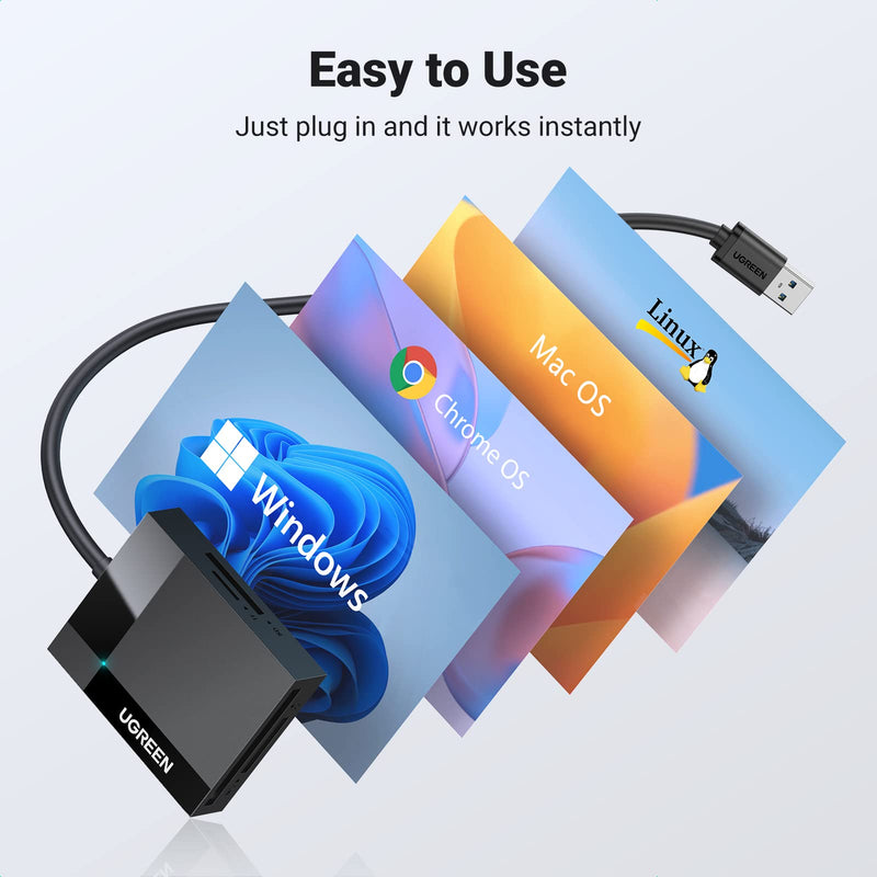 [Australia - AusPower] - UGREEN SD Card Reader 4 in 1 Multi USB 3.0 Micro SD Memory Card Adapter for External Camera Photo SD SDXC SDHC TF MicroSD Micro SDXC Micro SDHC MS CF Compact Flash UHS-I Cards for PC Computer Mac 