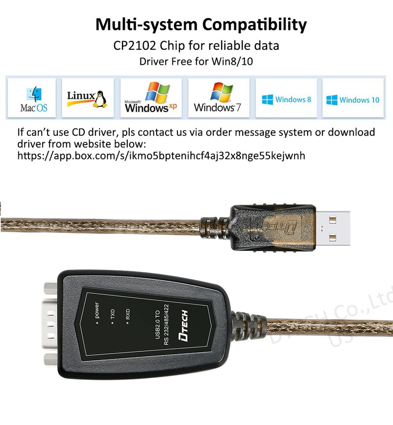 [Australia - AusPower] - USB to Serial Adapter, DTECH RS422 RS485 R232 to USB Cable (3 in 1 Interface) Supports DC 5V with Breakout Board LED Lights for Multi-Kind Control Devices Windows 11 10 8 7 XP Mac (1.5ft) 1.5ft (3 in 1 interface) 