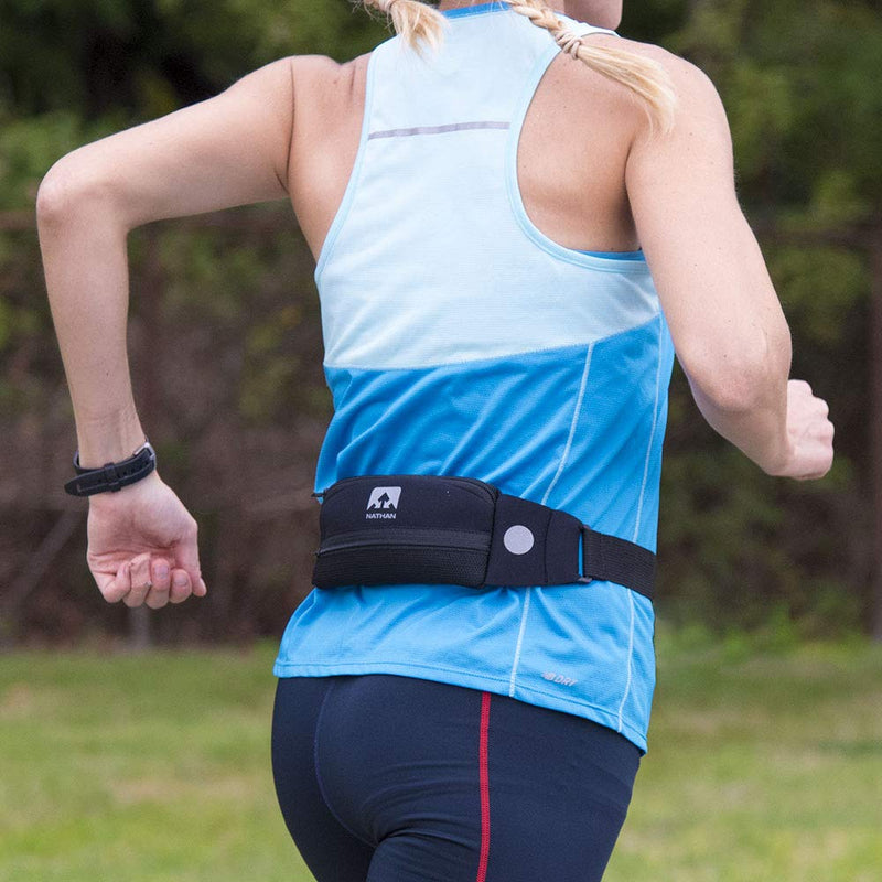[Australia - AusPower] - NATHAN Running Belt Waist Pack 5K with Reflective Detail, Zippers and Adjustable Pouch Strap - Runners Fanny Pack - Bounce Free Pouch, Ultra-Lightweight Neoprene - Fits all Phones (iPhone, Android, Windows) - For Men and Women - Running, Biking, Hiking... 