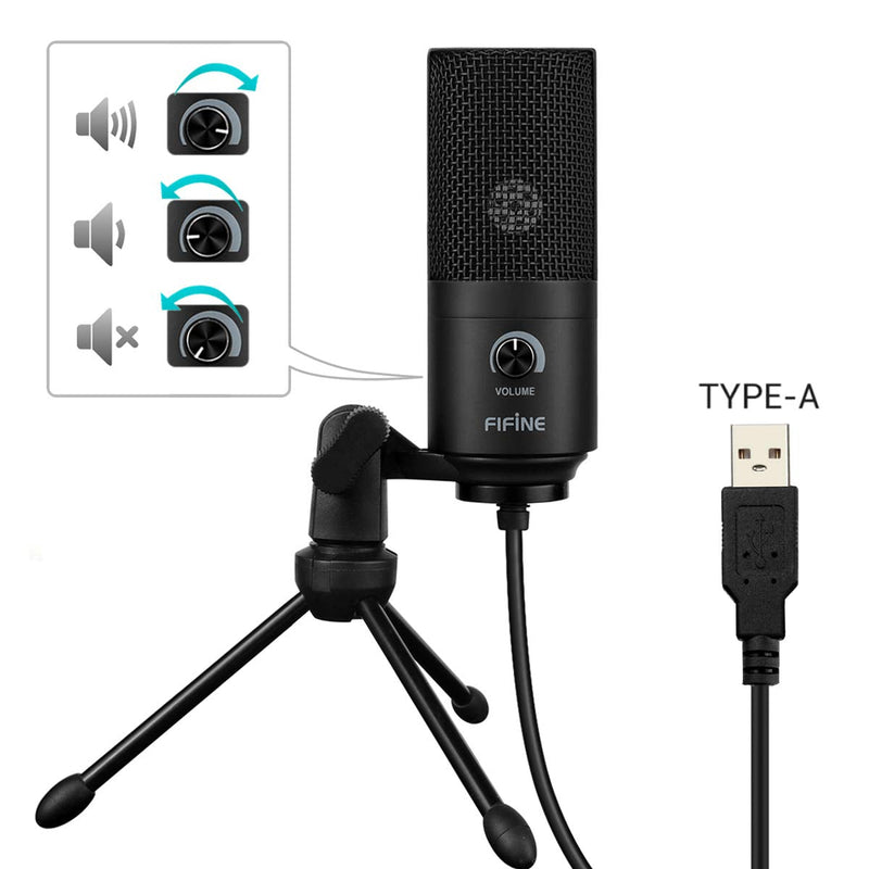 [Australia - AusPower] - USB Microphone,FIFINE Metal Condenser Recording Microphone for Laptop MAC or Windows Cardioid Studio Recording Vocals, Voice Overs,Streaming Broadcast and YouTube Videos-K669B Black 