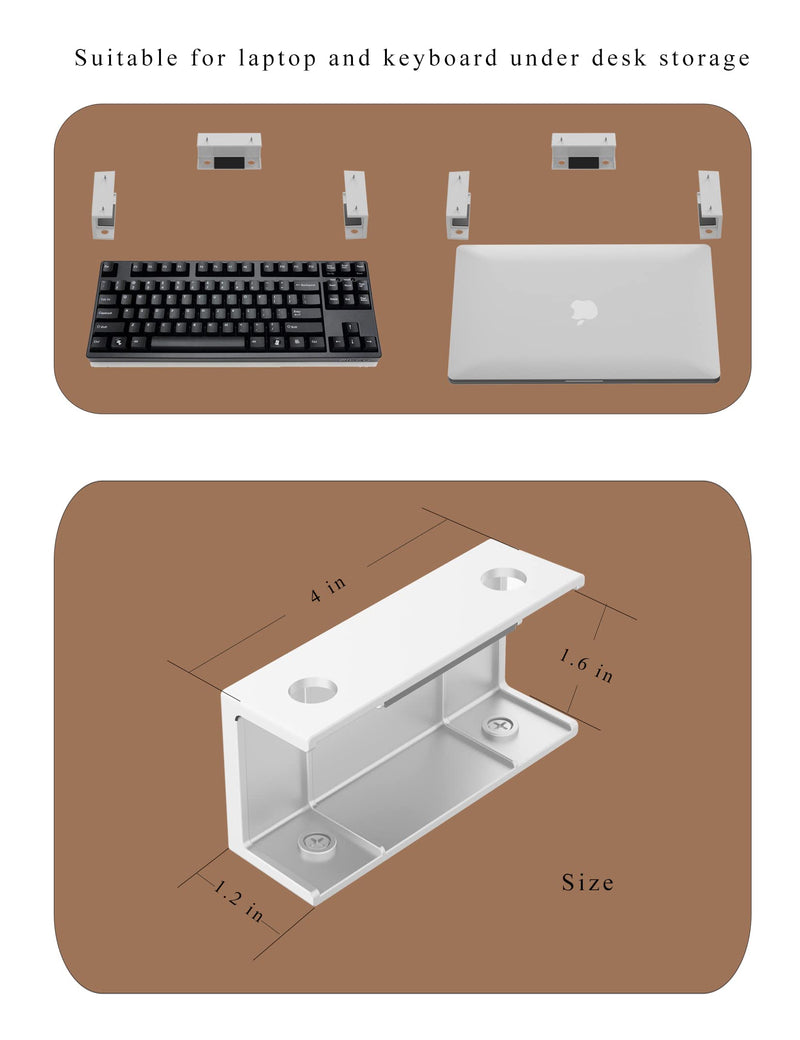 [Australia - AusPower] - ZZHDESBY Under Desk Laptop Mount Under Desk Laptop Drawer with Adhesive & Screw Fit for Macbooks, Keyboard, Routers, Modems, Cable Box, Network Switch and More (White) White 