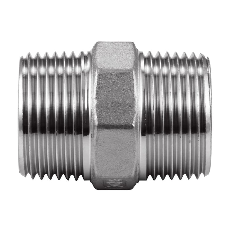 [Australia - AusPower] - Stainless Steel Nipple Pipe Fittings, NPT Threaded Pipe Fitting 1/2" Male x 1/2" Male (Pack of 2) 0.5 Inch 
