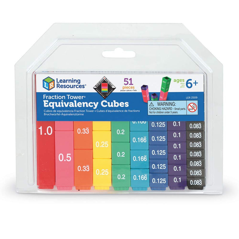 [Australia - AusPower] - Learning Resources Fraction Tower Equivalency Cubes - 51 Pieces, Ages 6+ Math Learning Toys for Kids, Math Classroom and Homeschool Accessories, Fractions Learning for Kids Activity Set 