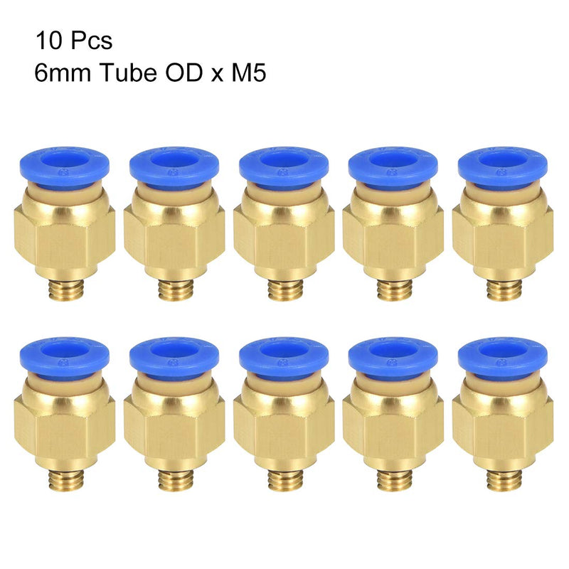 [Australia - AusPower] - uxcell Straight Pneumatic Push to Quick Connect Fittings M5 Male x 6mm Tube OD 10pcs 