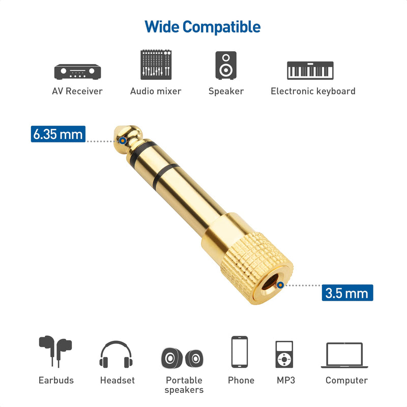 [Australia - AusPower] - Cable Matters 5-Pack 1/4 to 1/8 Headphone Adapter (3.5mm to 1/4 Adapter, 6.35mm to 3.5mm Adapter) 