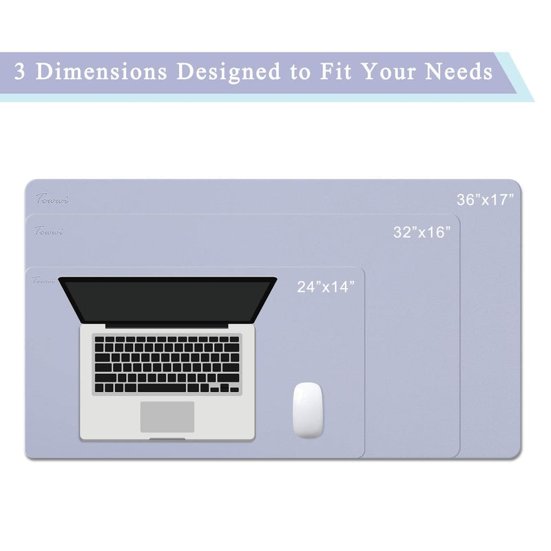 [Australia - AusPower] - TOWWI Dual Sided Desk Pad, 24" x 14" PU Leather Desk Mat, Waterproof Desk Blotter Protector Mouse Pad (Purple/Blue) Purple/Blue 24" x 14" 