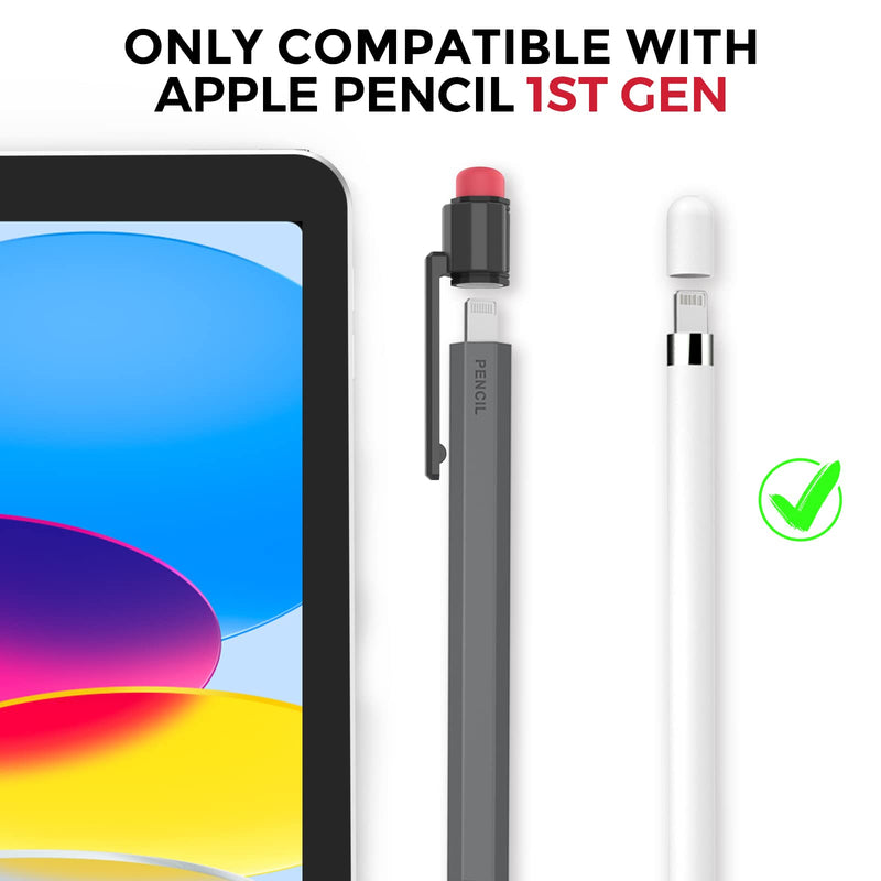 [Australia - AusPower] - TRONWIN iPencil Case for Apple Pencil 1st Generation Sleeve Silicone Protective Cover Perfect Grip Skin Classic Design with Sturdy Clip Compatible with Apple Pencil 1st Generation (Deep Gray) Deep Gray 