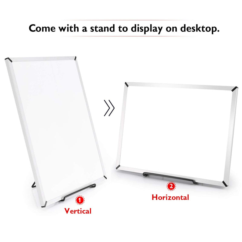 [Australia - AusPower] - White Board Small, Dry Erase Board for Kids, Double Sided, 11 x 14 Inches, Magnetic Whiteboard with 6 Markers, 2 Magnet pins, 4 Tapes and 1 Stand… 11"X14"with Stand 